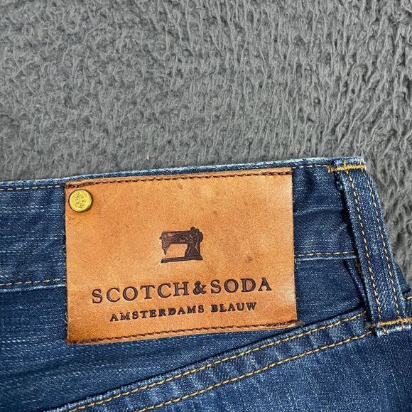 Scotch & Soda Jeans Mens 34x32 Blue Ralston Slim Fit Dark Wash Button Fly - Picture 12 of 16